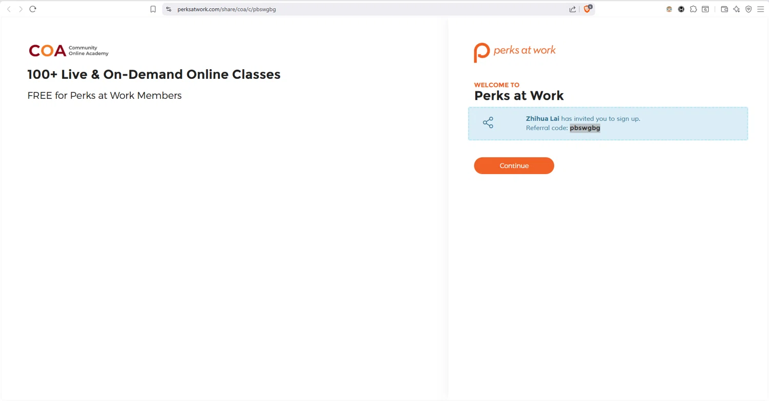 Perks At Work checkout page showing Perks At Work promo code box | Screenshot taken by SimplyCodes community member on Jan 19, 2026