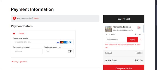 Perot Museum checkout page showing Perot Museum promo code box | Screenshot taken by SimplyCodes community member on Sep 19, 2024