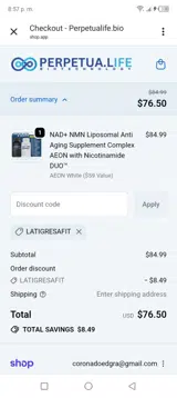 LATIGRESAFIT coupon verification screenshot