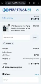 RUNAA coupon verification screenshot