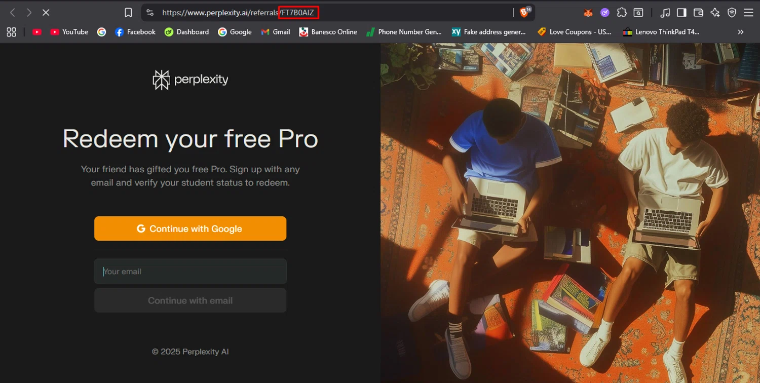 Perplexity checkout page showing Perplexity promo code box | Screenshot taken by SimplyCodes community member on Oct 5, 2025