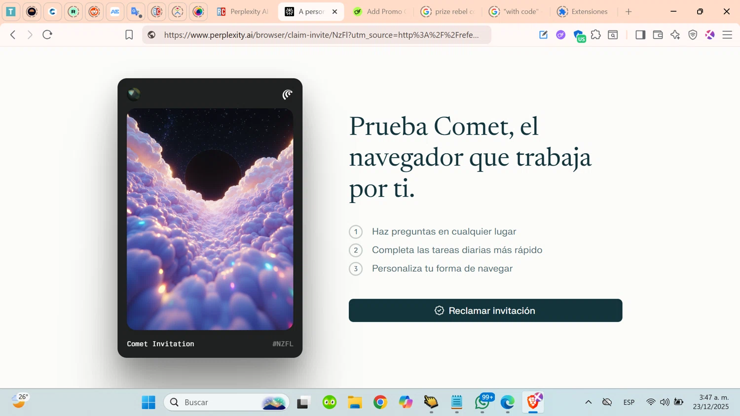 Perplexity promo code screenshot showing code NzFl applied at Perplexity checkout page. Uploaded by SimplyCodes community member cosita on Dec 23, 2025
