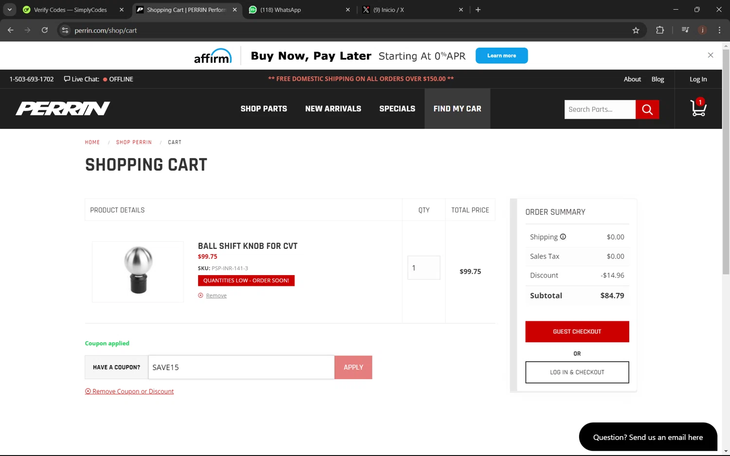where to use Perrin Performance promo code box