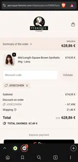 JOSECOHEN coupon verification screenshot