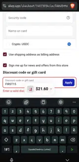 FIRST15 coupon verification screenshot