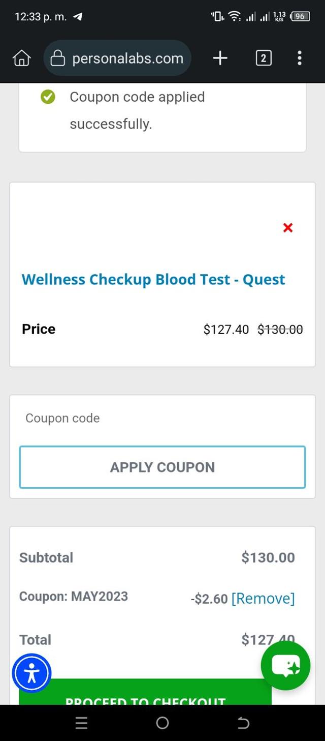 PersonaLabs checkout page showing PersonaLabs coupon code box | Screenshot taken by SimplyCodes community member on Aug 12, 2025
