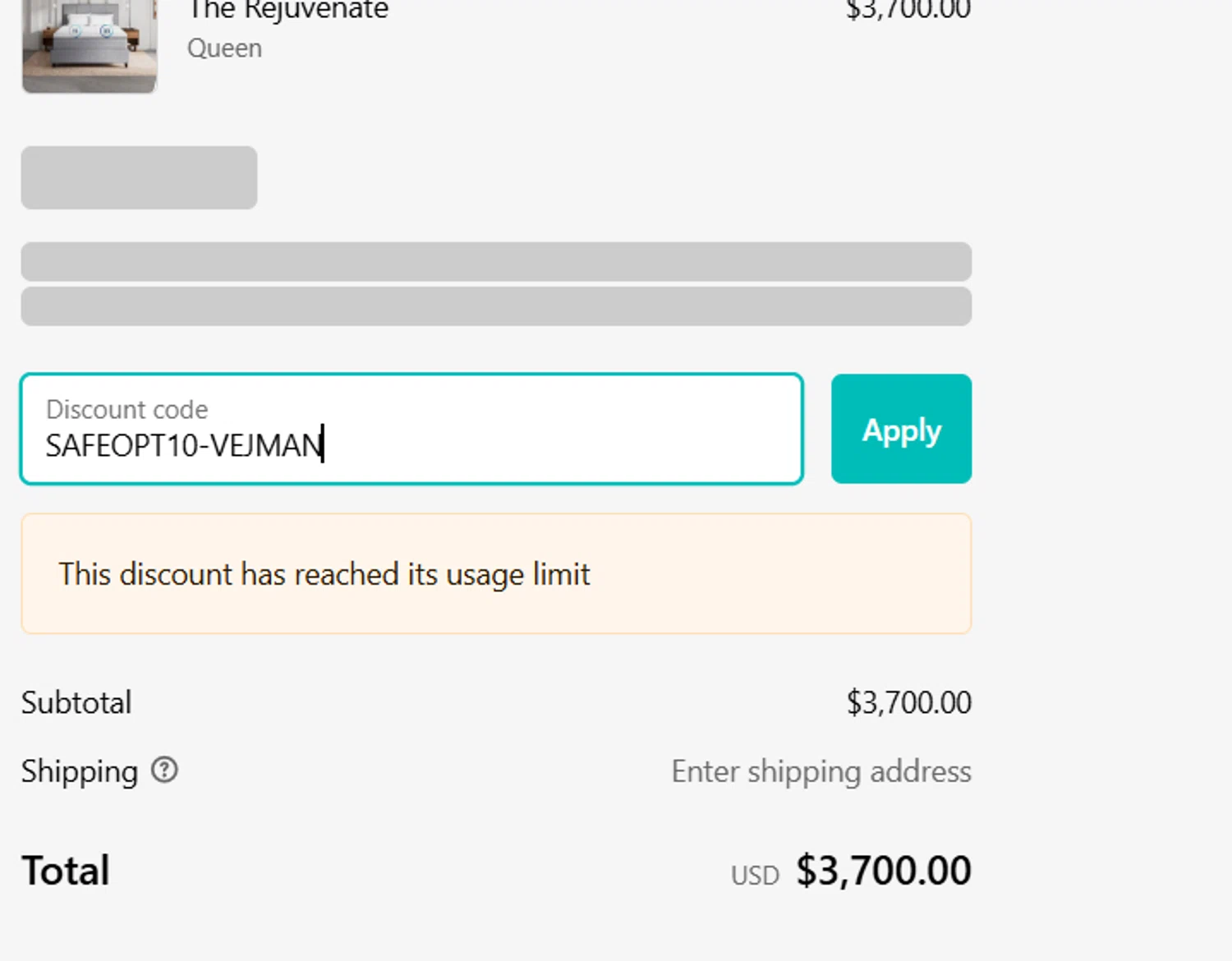 Personal Comfort promo code screenshot showing code SAFEOPT10-VEJMAN applied at Personal Comfort checkout page. Uploaded by SimplyCodes community member EpicHawk5419 on Feb 21, 2025