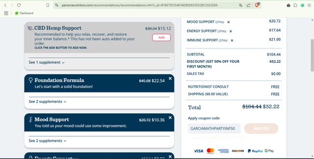 Persona checkout page showing Persona promo code box | Screenshot taken by SimplyCodes community member on Mar 12, 2025