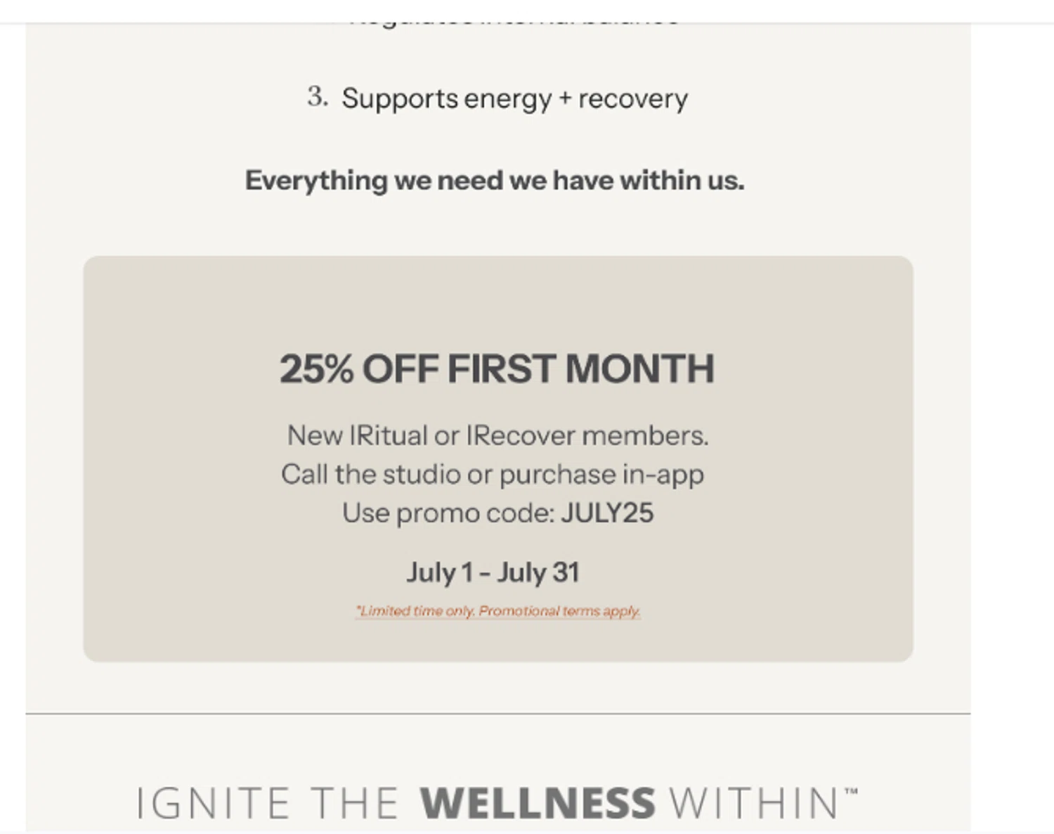 Perspire Sauna Studios promo code screenshot showing code july25 applied at Perspire Sauna Studios checkout page. Uploaded by SimplyCodes community member shark12 on Jul 21, 2025