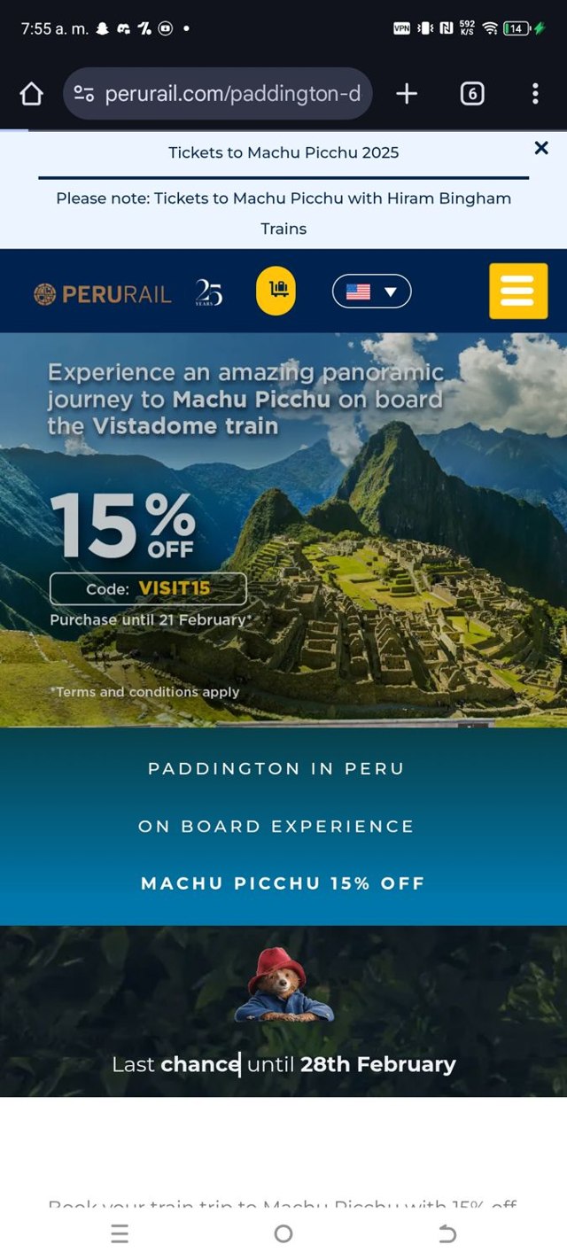 PeruRail checkout page showing PeruRail promo code box | Screenshot taken by SimplyCodes community member on Feb 21, 2025