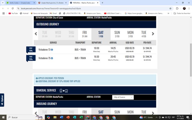 PeruRail checkout page showing PeruRail promo code box | Screenshot taken by SimplyCodes community member on Jan 31, 2025
