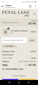 SKYLERM coupon verification screenshot