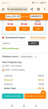 SAVE15 coupon verification screenshot