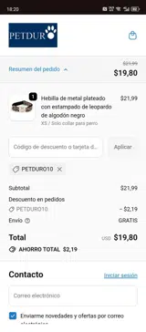 PETDURO10 coupon verification screenshot