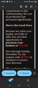 Peterboro Basket Company coupon verification screenshot