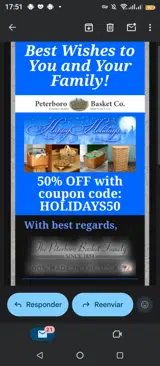 Peterboro Basket Company coupon verification screenshot