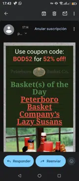 Peterboro Basket Company coupon verification screenshot