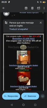 Peterboro Basket Company coupon verification screenshot