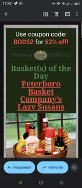 Peterboro Basket Company coupon verification screenshot