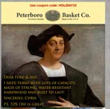 Peterboro Basket Company coupon verification screenshot