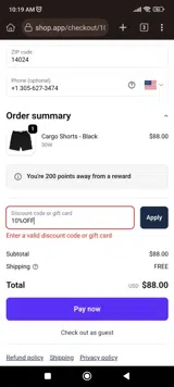 10%OFF coupon verification screenshot