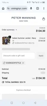 Scienceofstyle coupon verification screenshot