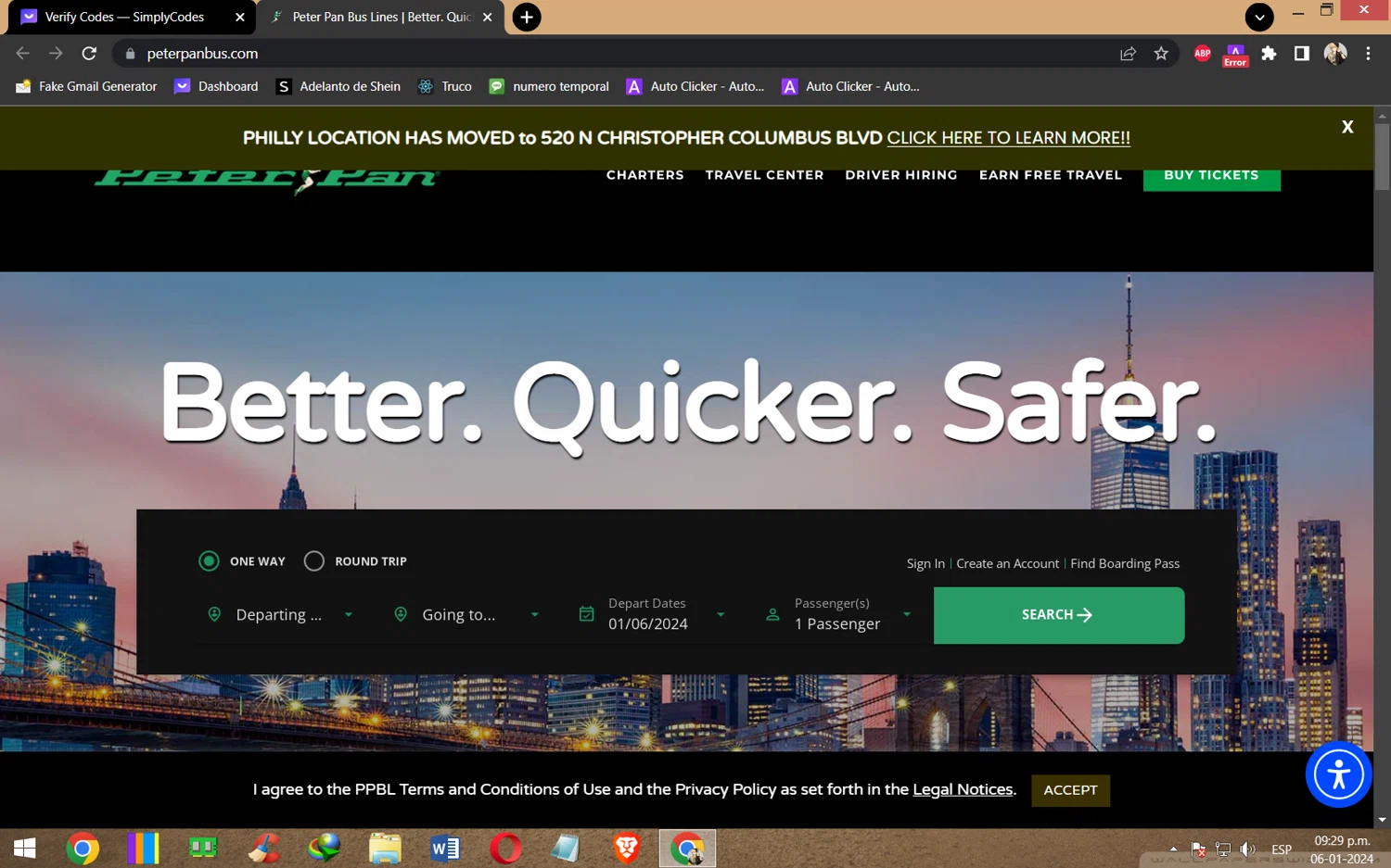 Peter Pan Bus Lines checkout page showing Peter Pan Bus Lines discount code box | Screenshot taken by SimplyCodes community member on Jan 7, 2024