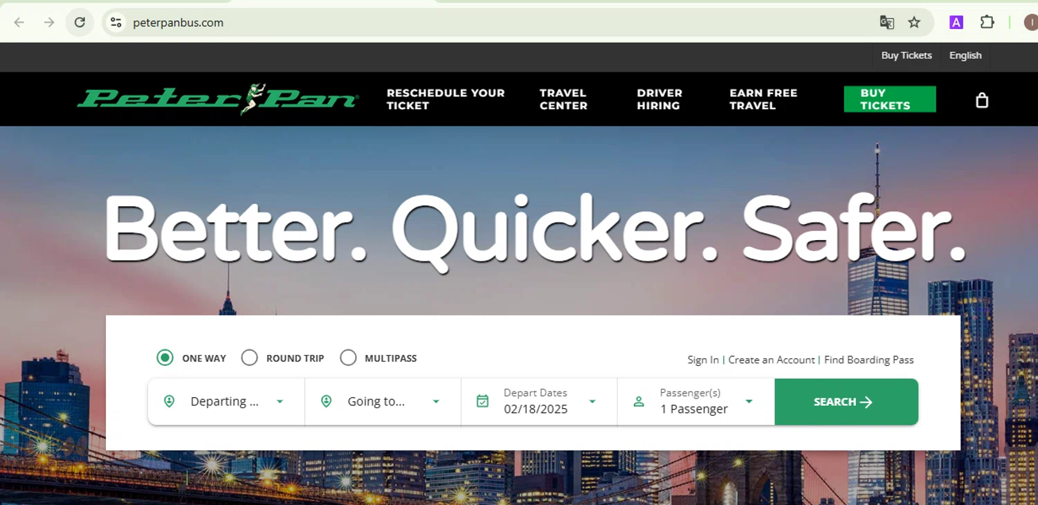 Peter Pan Bus Lines checkout page showing Peter Pan Bus Lines discount code box | Screenshot taken by SimplyCodes community member on Feb 18, 2025