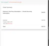 Peterson's College coupon verification screenshot