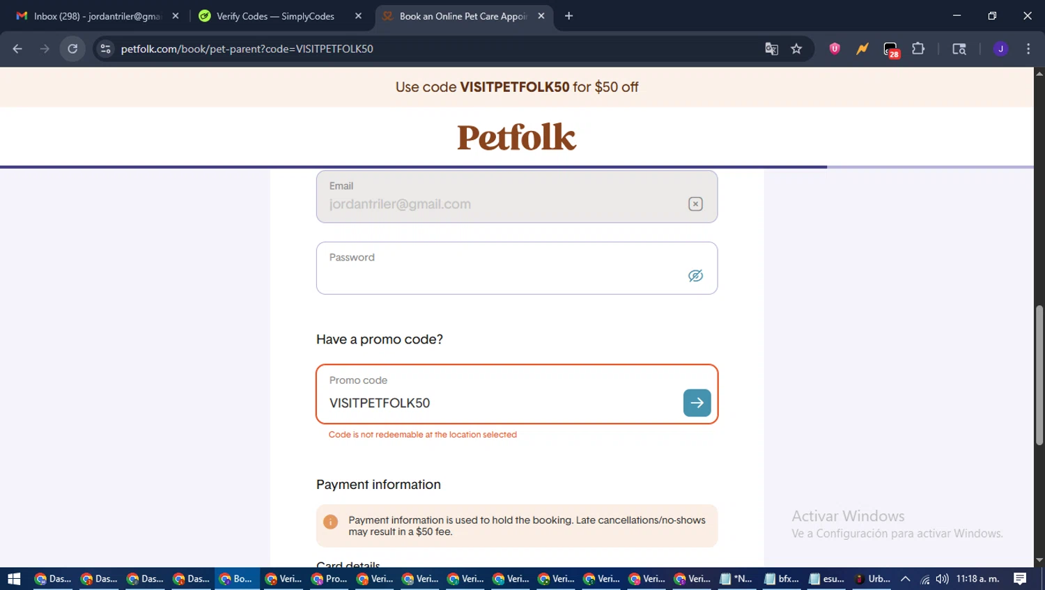 Petfolk promo code screenshot showing code VISITPETFOLK50 applied at Petfolk checkout page. Uploaded by SimplyCodes community member LegendaryLegend9872 on Aug 3, 2025
