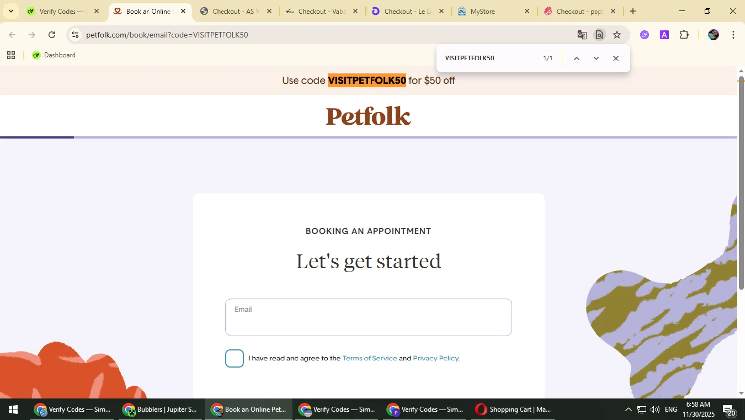 Petfolk promo code screenshot showing code VISITPETFOLK50 applied at Petfolk checkout page. Uploaded by SimplyCodes community member Typhlosion on Nov 30, 2025
