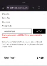 LABORDAYDEAL coupon verification screenshot