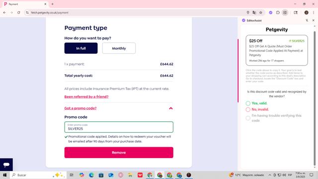 Petgevity checkout page showing Petgevity promo code box | Screenshot taken by SimplyCodes community member on Sep 3, 2025