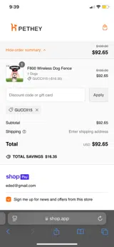 GUCCII15 coupon verification screenshot