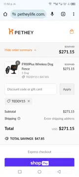 Teddy15 coupon verification screenshot