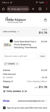 10XEMU coupon verification screenshot