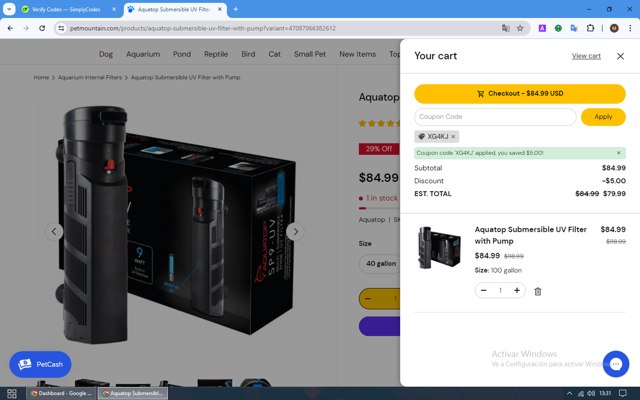 Pet Mountain checkout page showing Pet Mountain promo code box | Screenshot taken by SimplyCodes community member on Jul 10, 2024