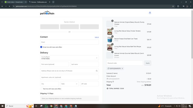 Pet Mountain checkout page showing Pet Mountain promo code box | Screenshot taken by SimplyCodes community member on Sep 10, 2024