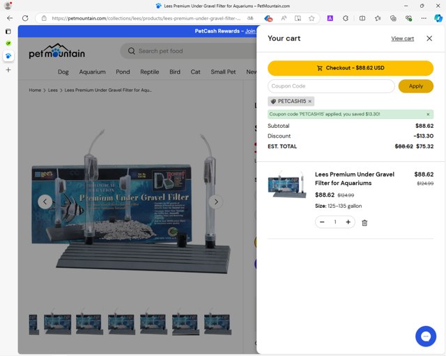 Pet Mountain checkout page showing Pet Mountain promo code box | Screenshot taken by SimplyCodes community member on Sep 16, 2024