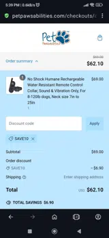 Pet Pawsabilities coupon verification screenshot