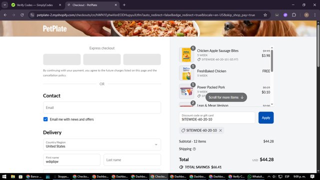 PetPlate checkout page showing PetPlate coupon code box | Screenshot taken by SimplyCodes community member on Jul 31, 2025