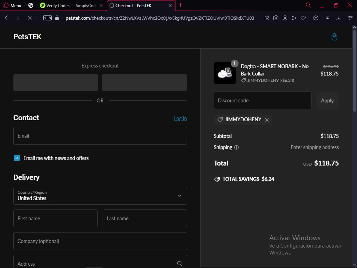Petstek promo code screenshot showing code JIMMYDOHENY applied at Petstek checkout page. Uploaded by SimplyCodes community member FrugalTiger5589 on Jan 10, 2025