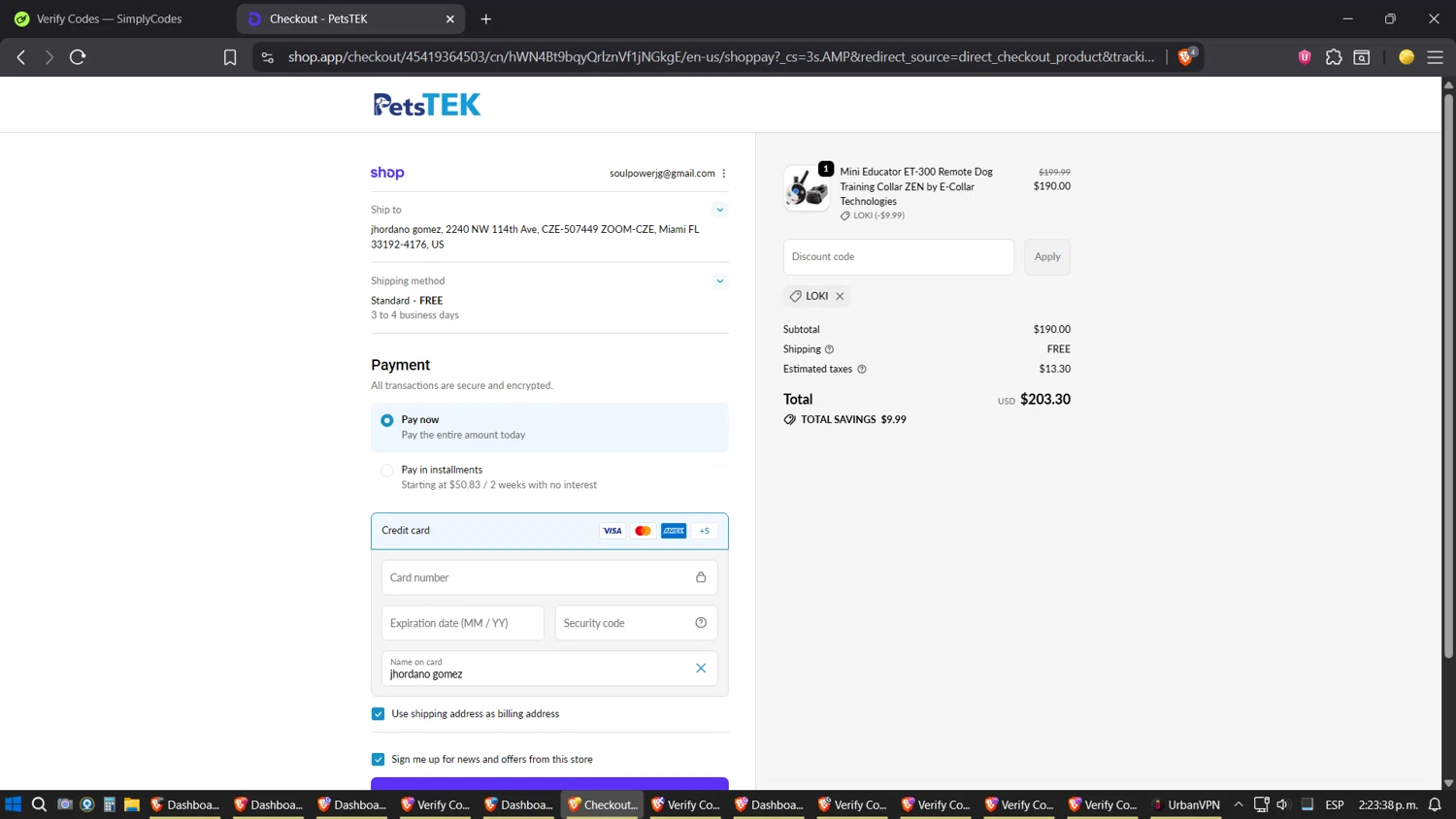 Petstek promo code screenshot showing code LOKI applied at Petstek checkout page. Uploaded by SimplyCodes community member ZoilaPerrita on Oct 16, 2025
