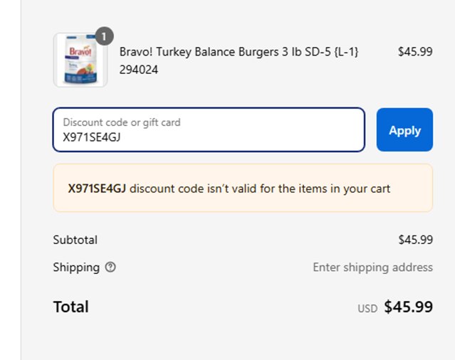 Pets Warehouse checkout page showing Pets Warehouse coupon code box | Screenshot taken by SimplyCodes community member on Apr 16, 2025