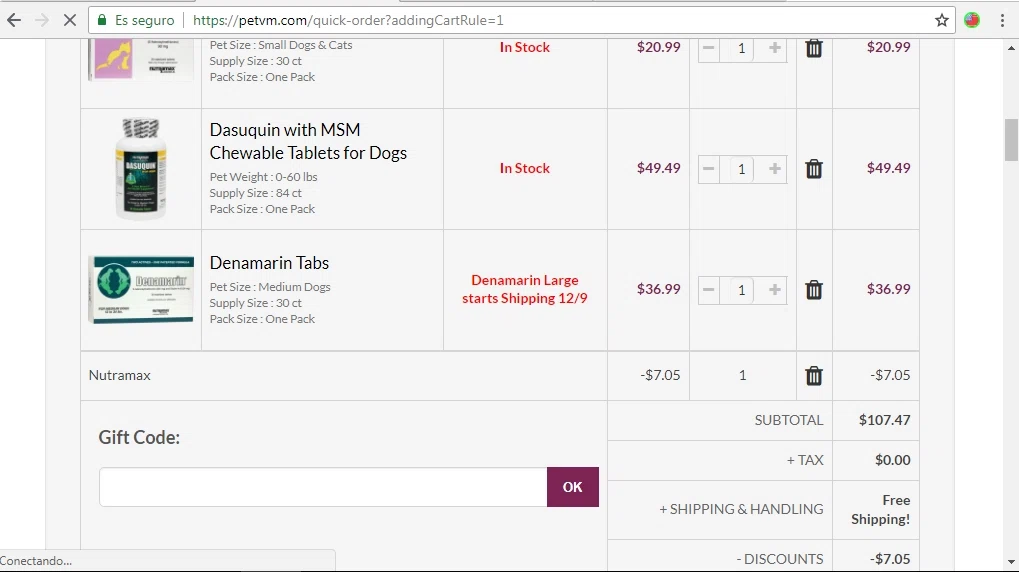 Pet VM checkout page showing Pet VM promo code box | Screenshot taken by SimplyCodes community member on Dec 7, 2021