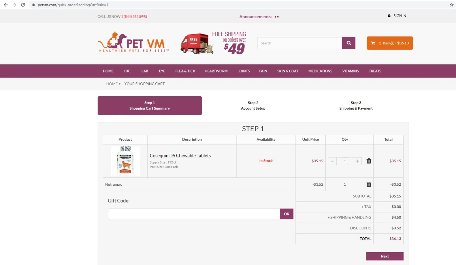 Pet VM checkout page showing Pet VM promo code box | Screenshot taken by SimplyCodes community member on Jun 24, 2021