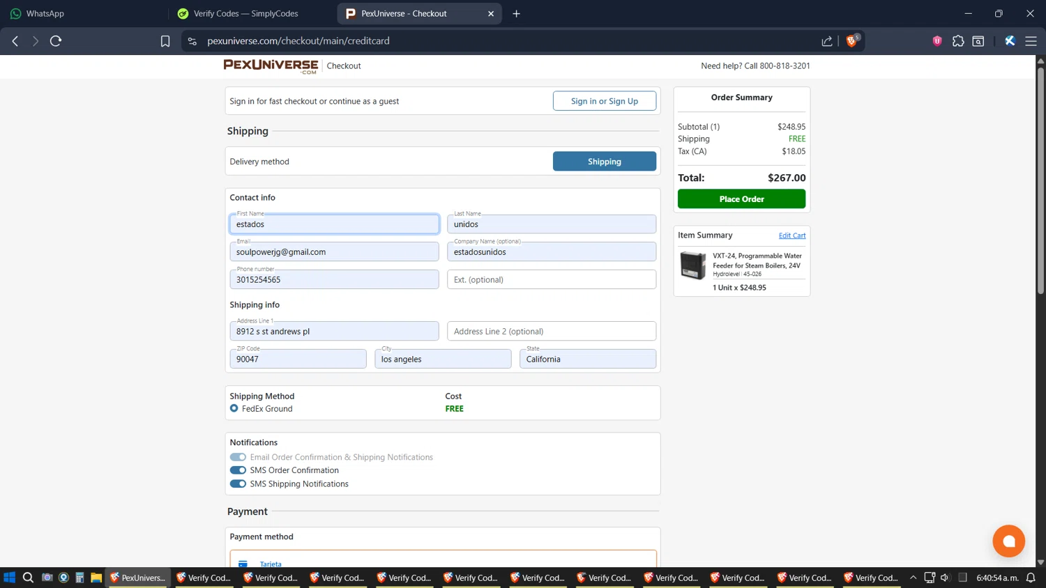 PexUniverse coupon code screenshot showing code PEXCOUPON30 applied at PexUniverse checkout page. Uploaded by SimplyCodes community member SimplyGOAT on Nov 24, 2025