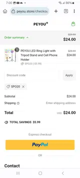 SPO20 coupon verification screenshot