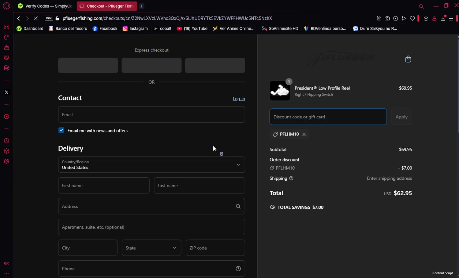 Pflueger checkout page showing Pflueger discount code box | Screenshot taken by SimplyCodes community member on Apr 15, 2025