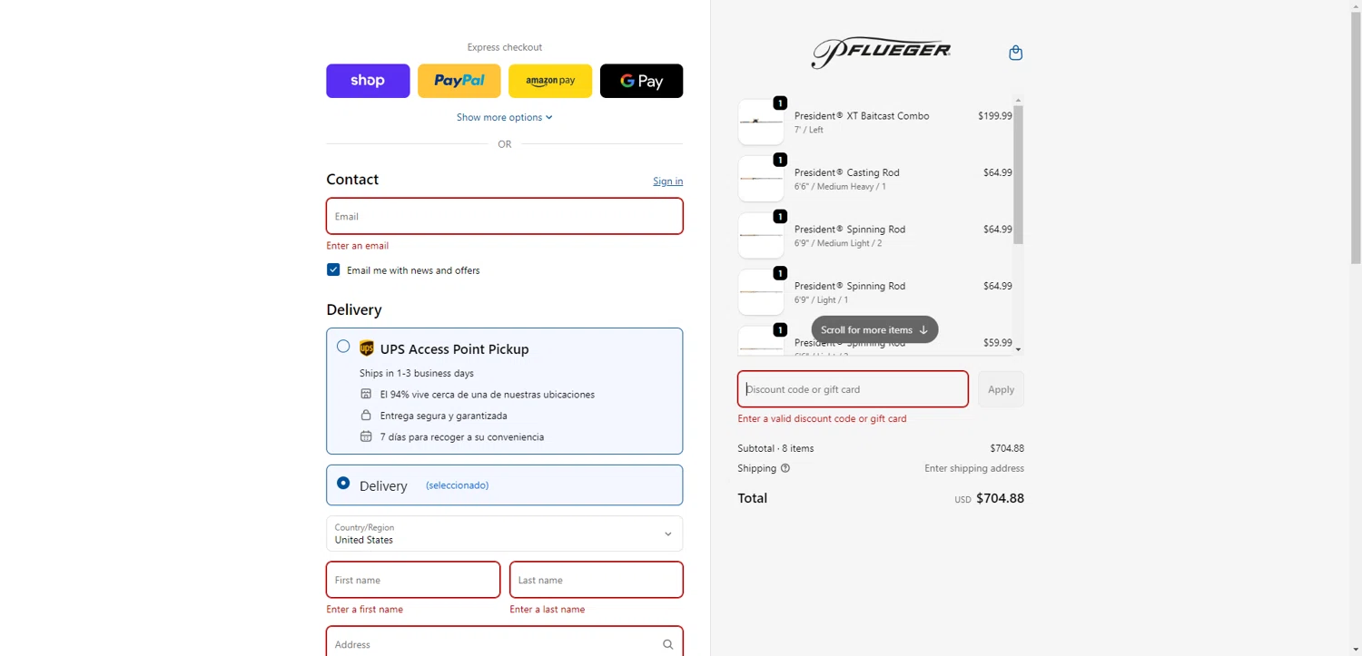 Pflueger discount code screenshot showing code PFLHM10 applied at Pflueger checkout page. Uploaded by SimplyCodes community member ValiantAce1810 on Jan 10, 2026